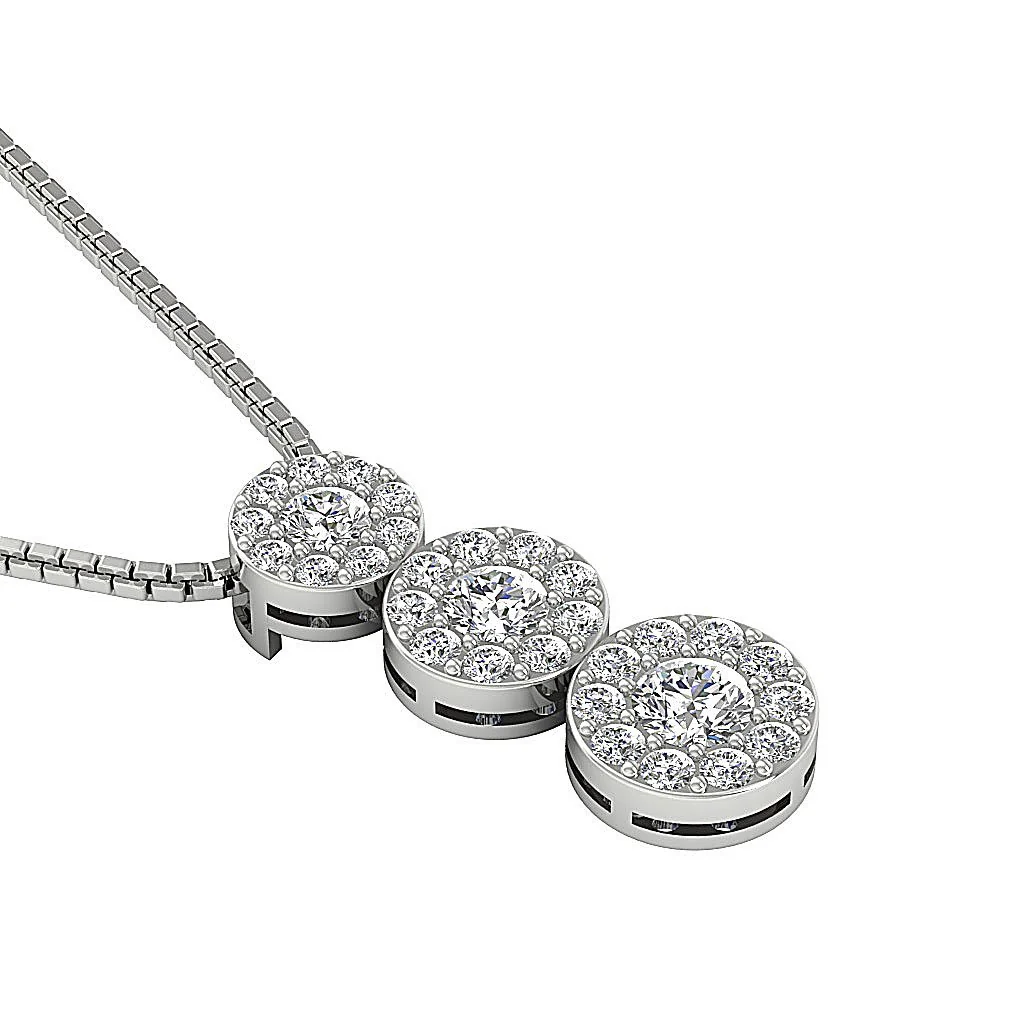 The Gavin Halo Circle Natural Diamond 14k Rose Gold Fashion Pendant Prong Set - Image 5