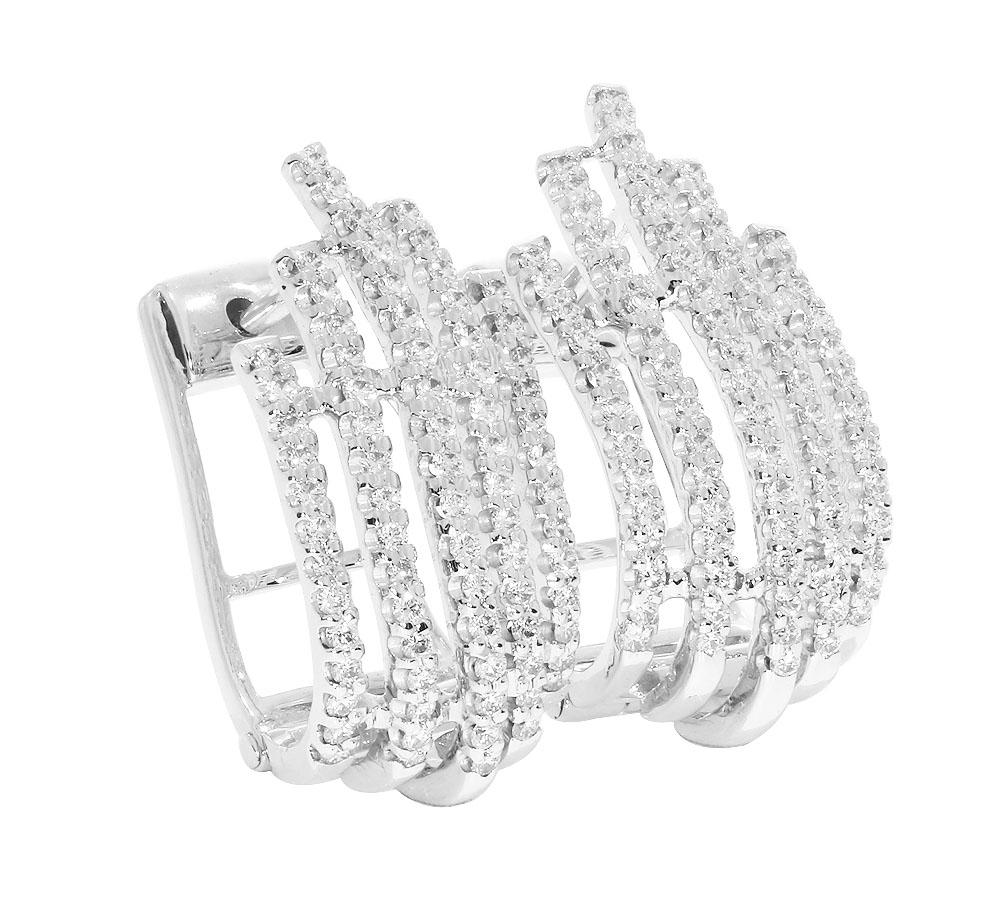 The George 1.00 Carat Round Brilliant Cut Diamond 14K White Gold Hoop Earring Prong Set