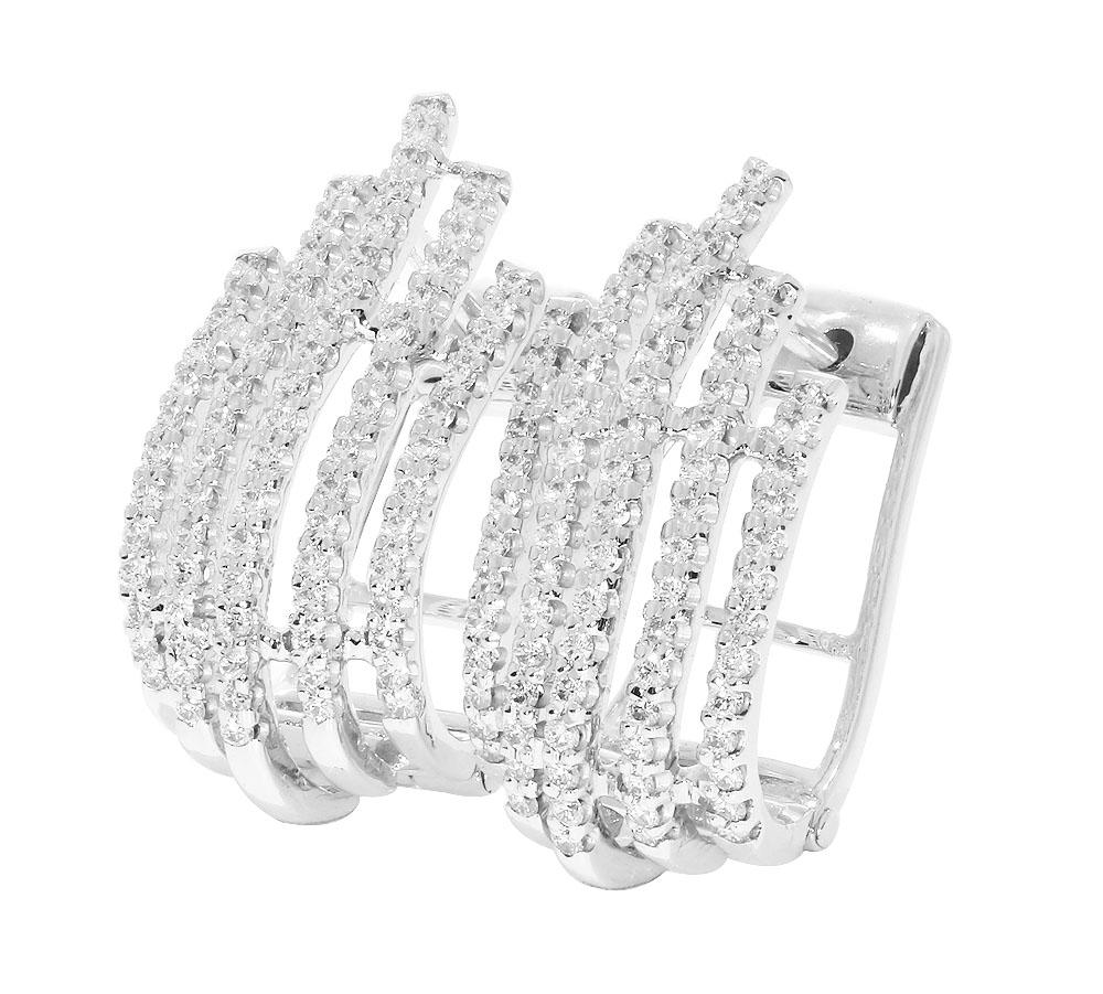 The George 1.00 Carat Round Brilliant Cut Diamond 14K White Gold Hoop Earring Prong Set - Image 2