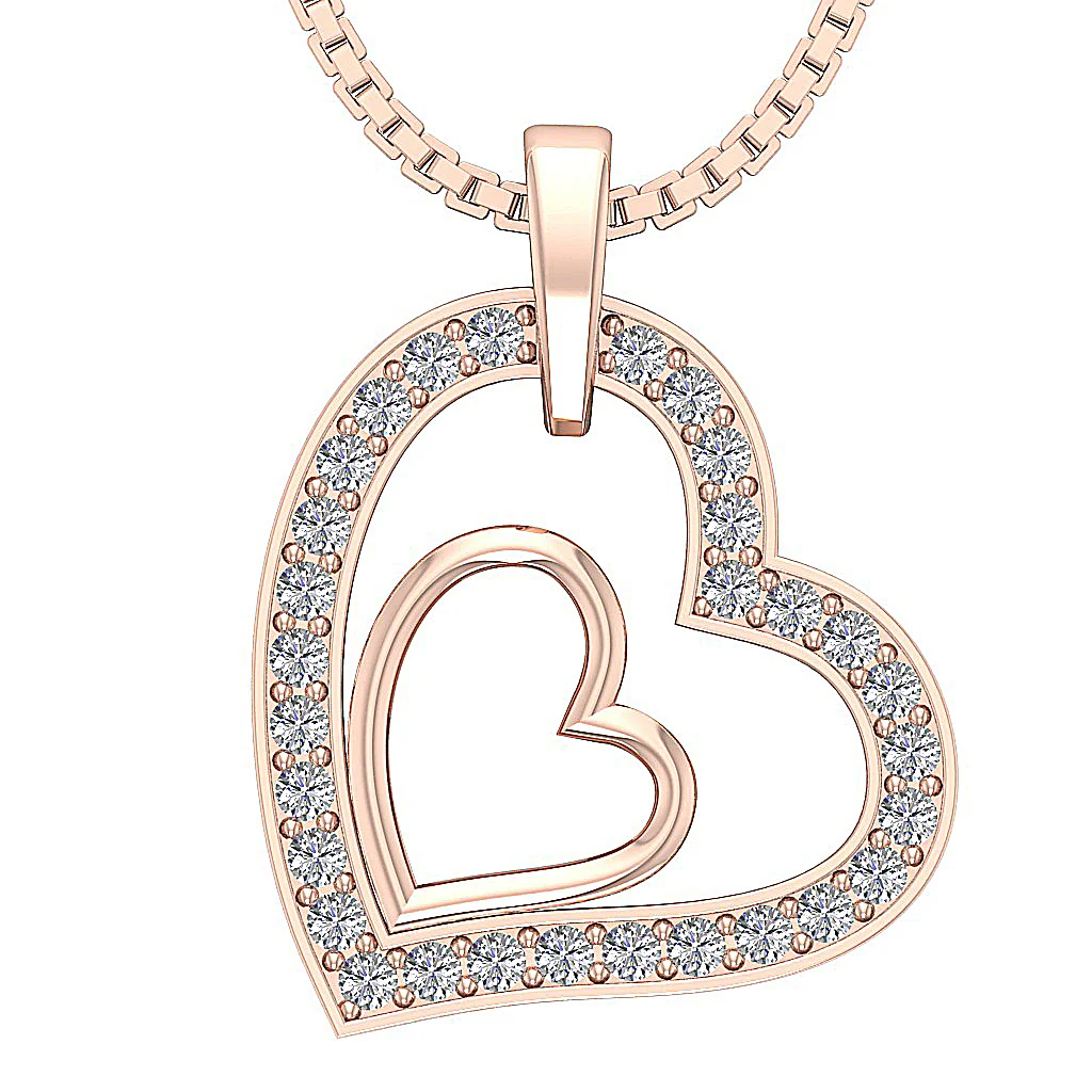 The Gianni Round Brilliant Cut Diamond 14K Solid Gold Heart Pendant necklace For Her - Image 3