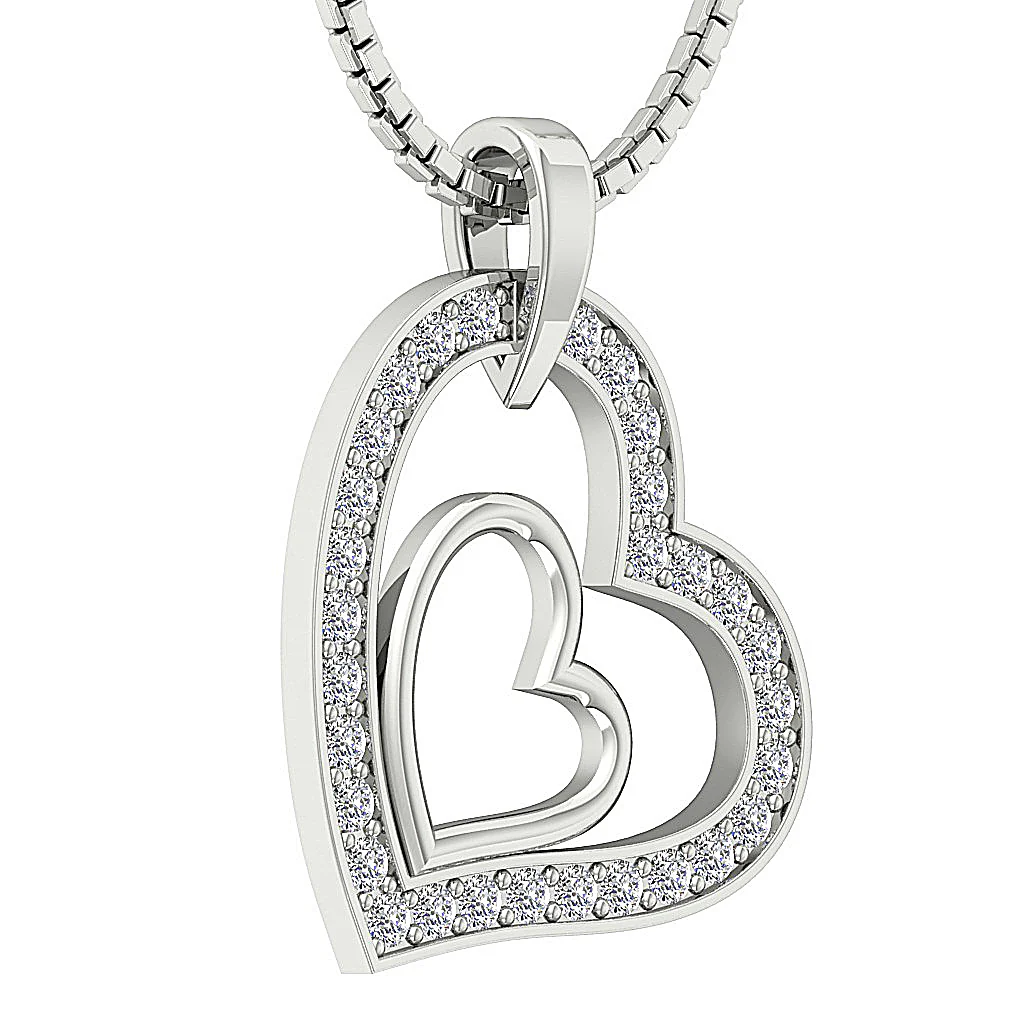 The Gianni Round Brilliant Cut Diamond 14K Solid Gold Heart Pendant necklace For Her - Image 4
