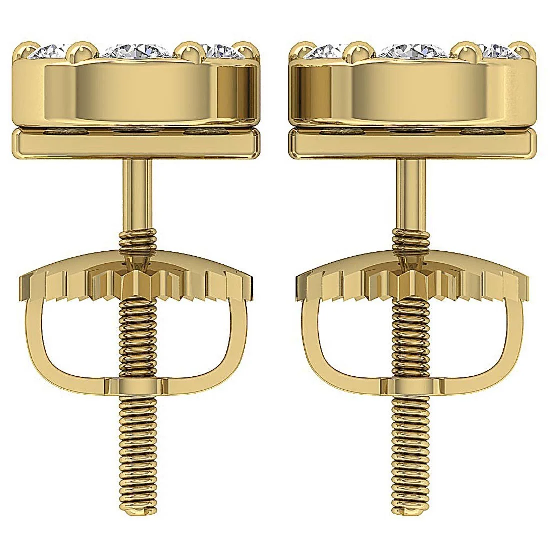 The Gideon Natural Round Diamond Cluster Fashion Stud Earring Prong Set Gold - Image 11