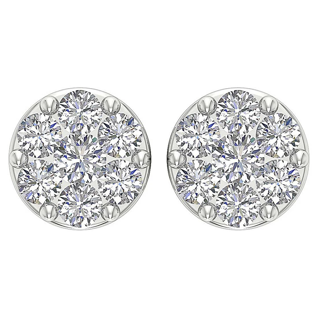 The Gideon Natural Round Diamond Cluster Fashion Stud Earring Prong Set Gold - Image 5