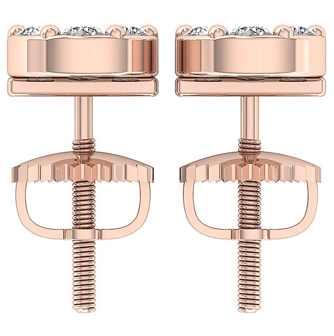 The Gideon Natural Round Diamond Cluster Fashion Stud Earring Prong Set Gold - Image 9