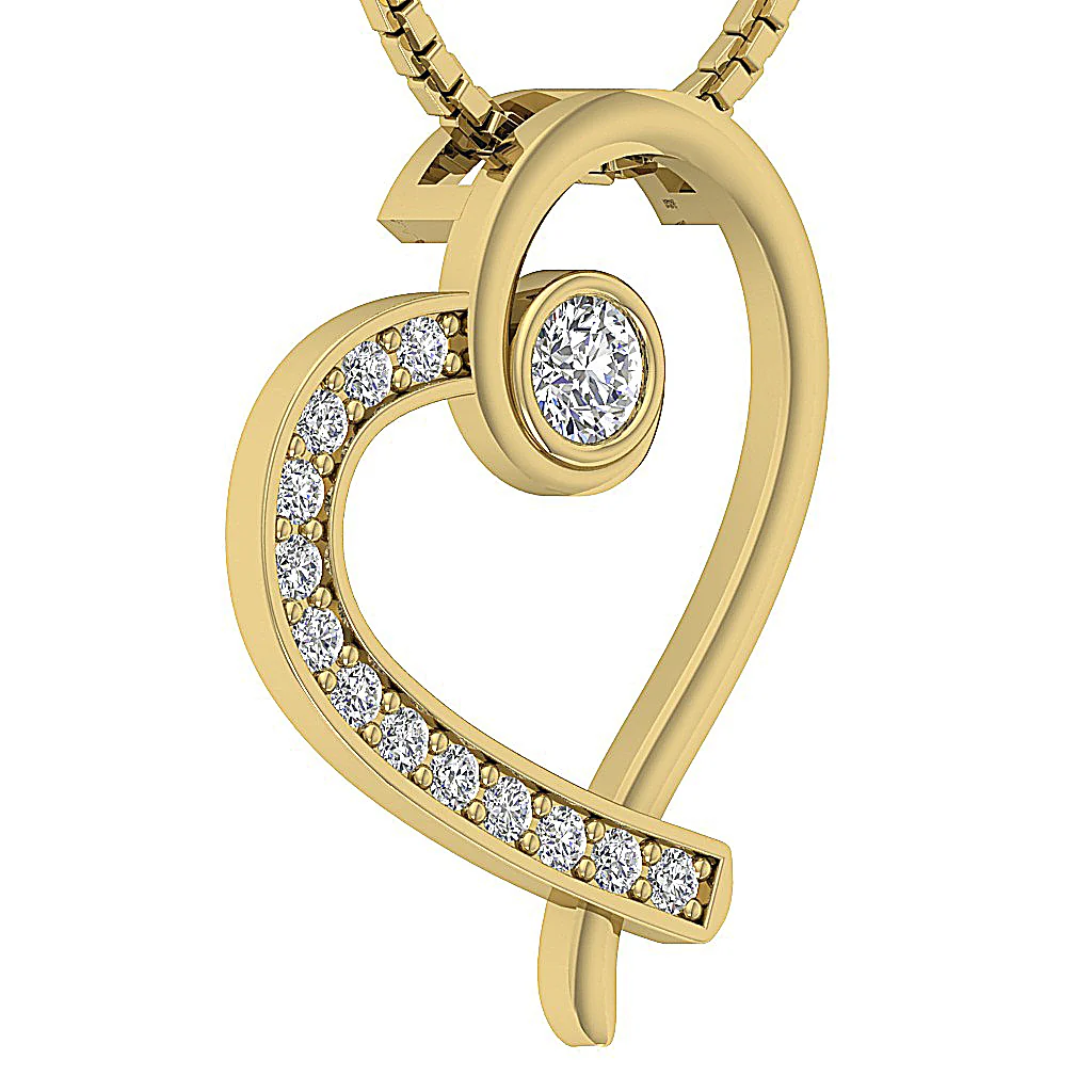 The Gideon Elegant Round Diamond Sweet Love Heart Pendant 14K Solid White Gold - Image 5