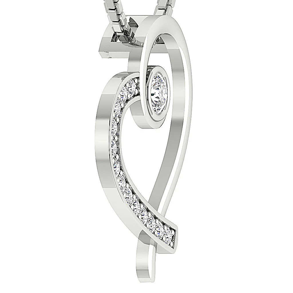 The Gideon Elegant Round Diamond Sweet Love Heart Pendant 14K Solid White Gold - Image 7