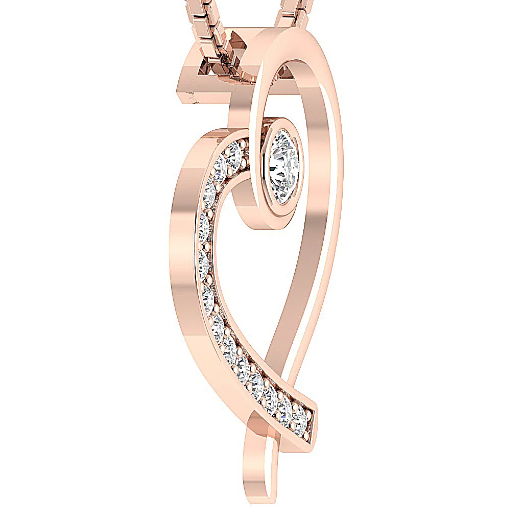The Gideon Elegant Round Diamond Sweet Love Heart Pendant 14K Solid White Gold - Image 9