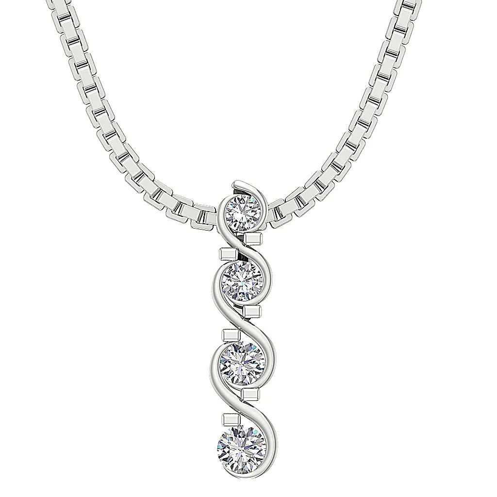 The Graham Fancy Journey Round Cut Diamond Fashion Pendant 14K White Gold