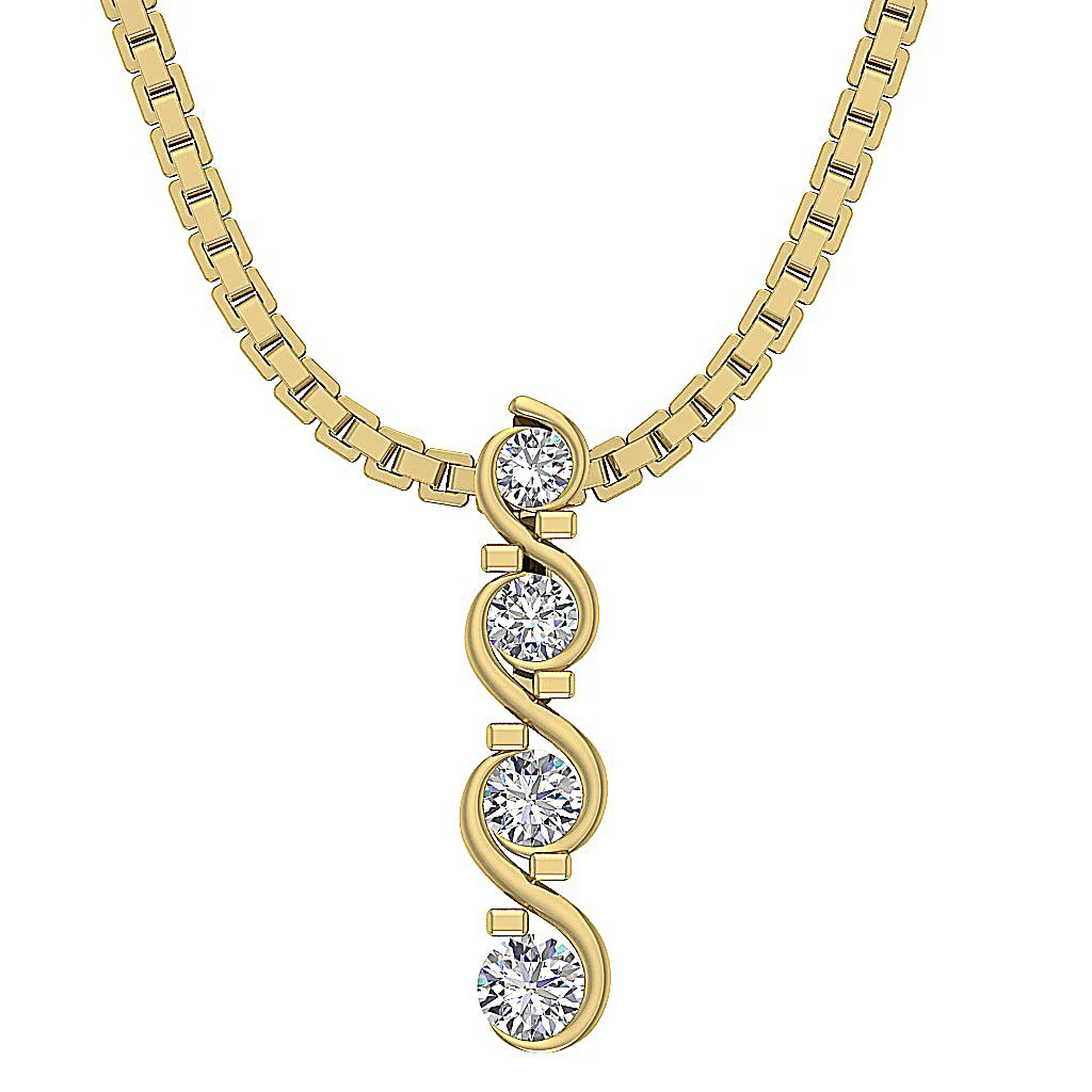 The Graham Fancy Journey Round Cut Diamond Fashion Pendant 14K White Gold - Image 2
