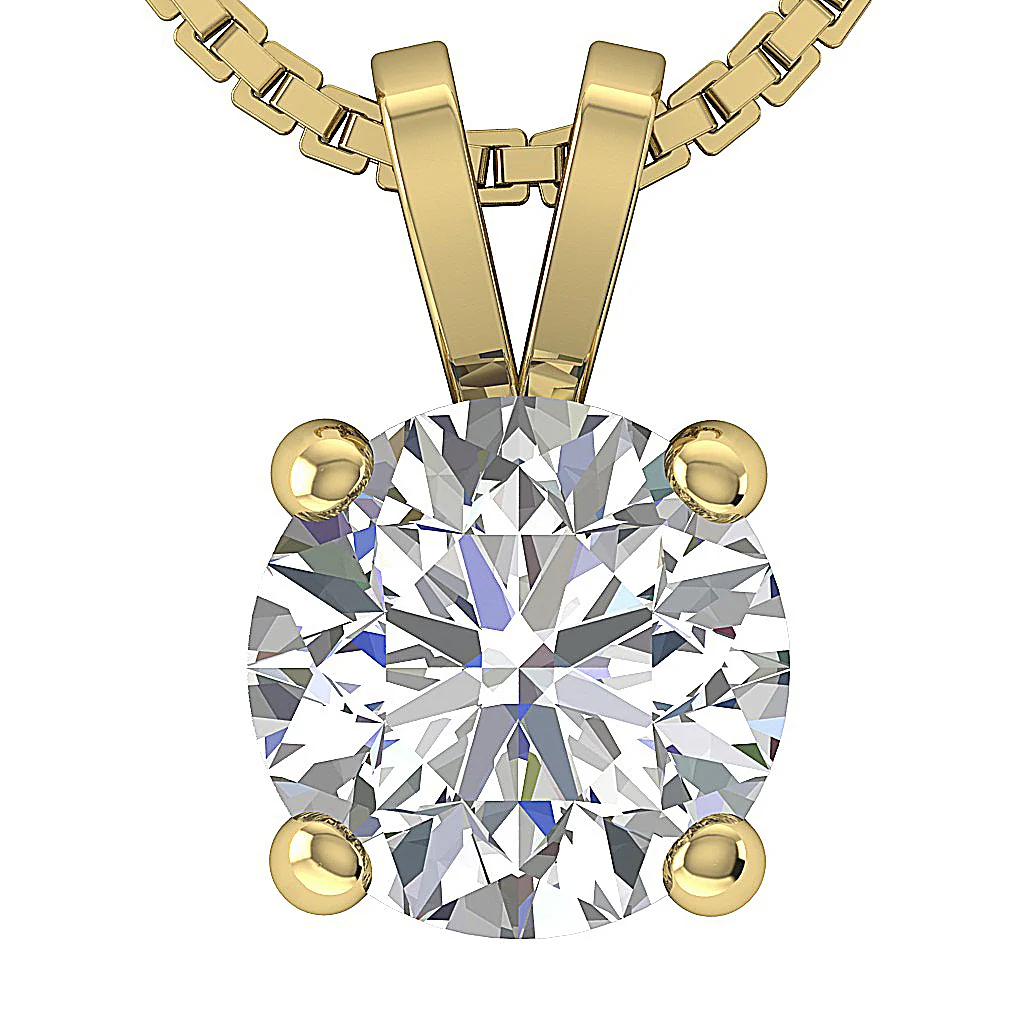The Grand Solitaire Round Lab-Grown Diamond 3-4 Carat VS F Pendant 14K Yellow Gold
