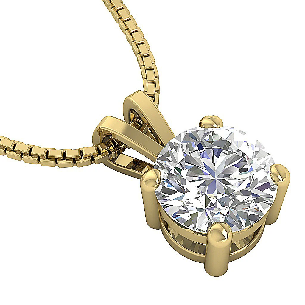 The Grand Solitaire Round Lab-Grown Diamond 3-4 Carat VS F Pendant 14K Yellow Gold - Image 10