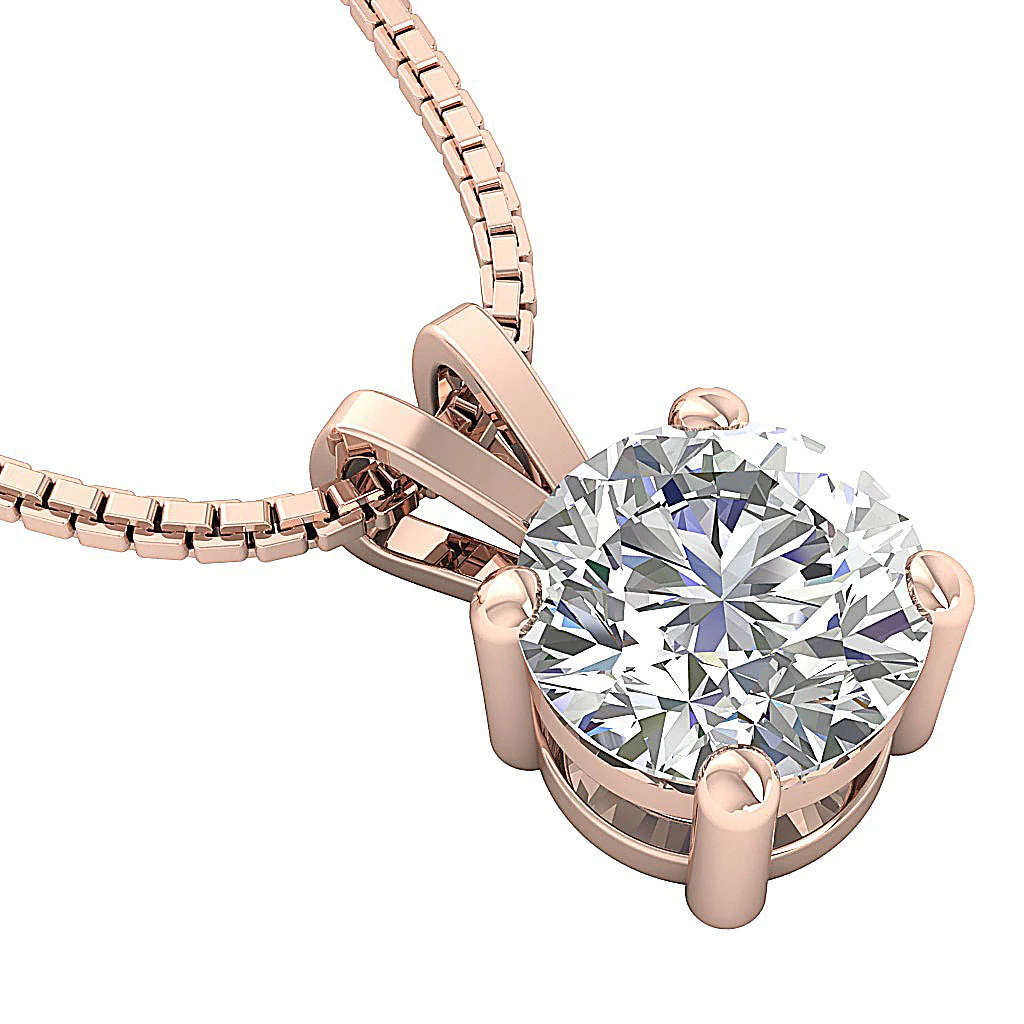 The Grand Solitaire Round Lab-Grown Diamond 3-4 Carat VS F Pendant 14K Yellow Gold - Image 12