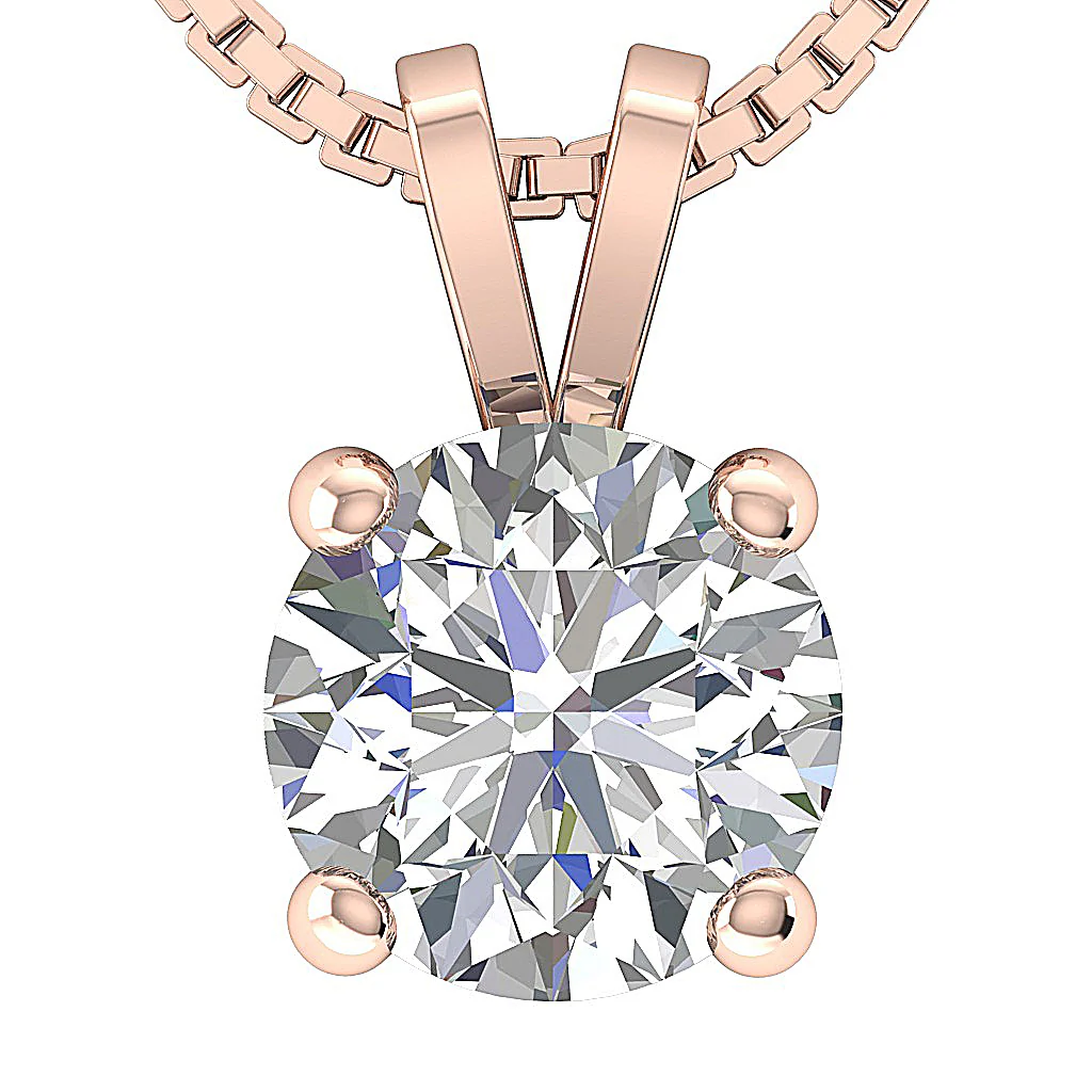 The Grand Solitaire Round Lab-Grown Diamond 3-4 Carat VS F Pendant 14K Yellow Gold - Image 2