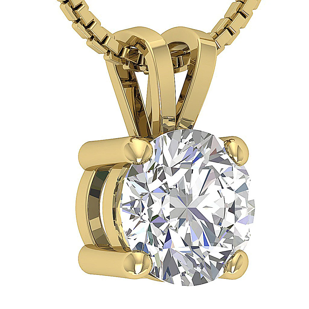 The Grand Solitaire Round Lab-Grown Diamond 3-4 Carat VS F Pendant 14K Yellow Gold - Image 5