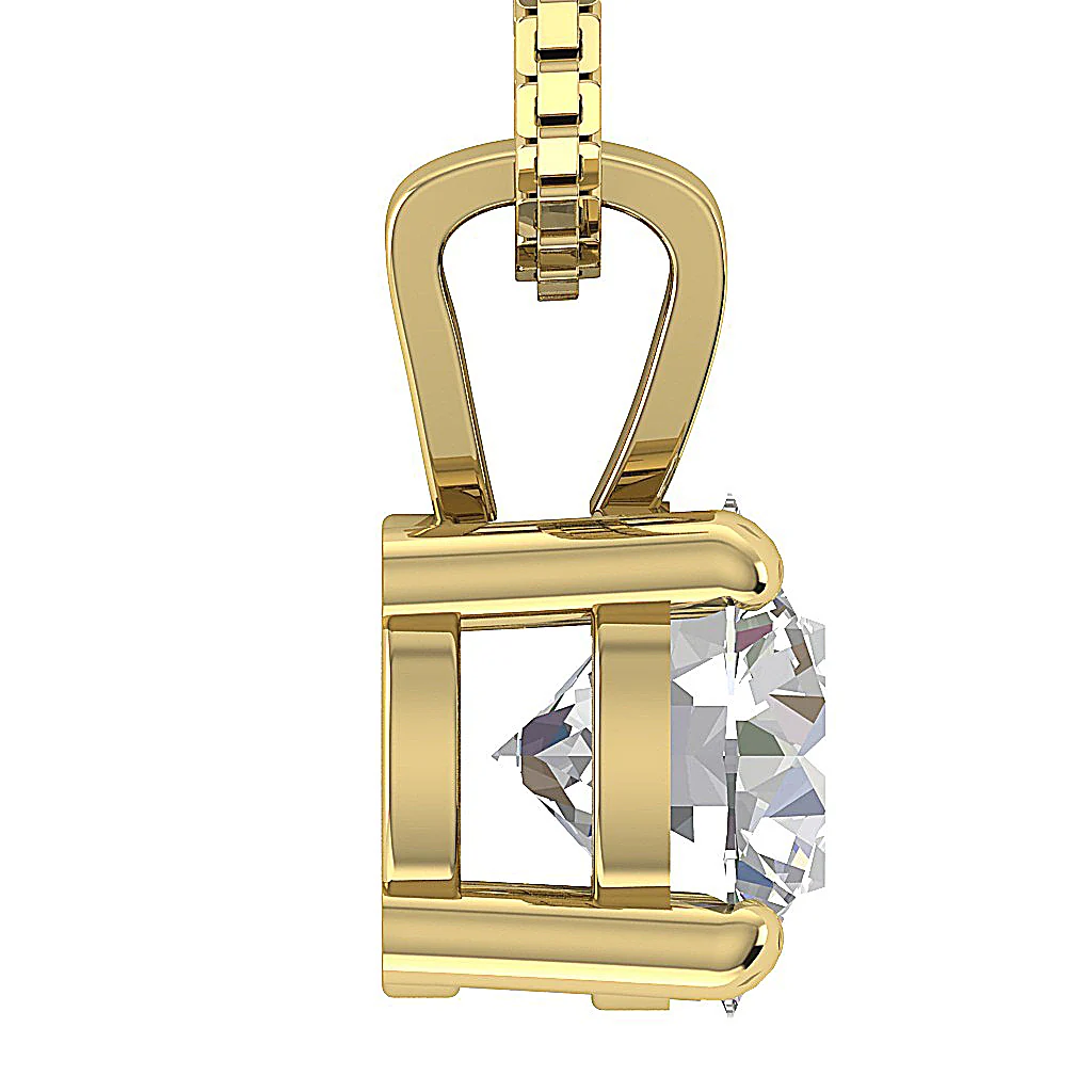 The Grand Solitaire Round Lab-Grown Diamond 3-4 Carat VS F Pendant 14K Yellow Gold - Image 9