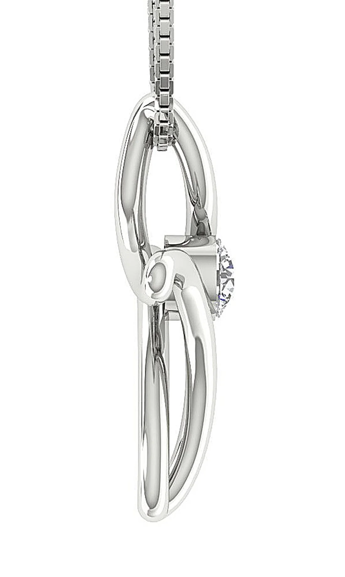 The Grayson Fancy Solitaire Round Cut Diamond Bar Setting Cross Pendant White Gold - Image 3