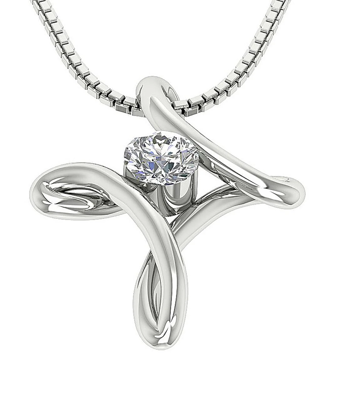 The Grayson Fancy Solitaire Round Cut Diamond Bar Setting Cross Pendant White Gold - Image 5