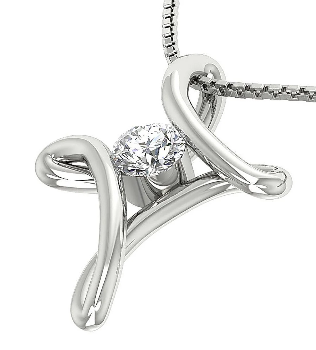 The Grayson Fancy Solitaire Round Cut Diamond Bar Setting Cross Pendant White Gold - Image 6