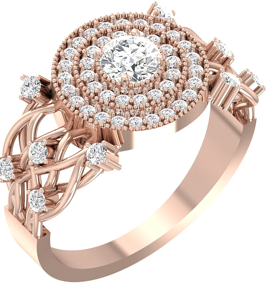 The Gregory Double Halo Solitaire Engagement Ring 14k Yellow Gold Round Cut Diamond - Image 3