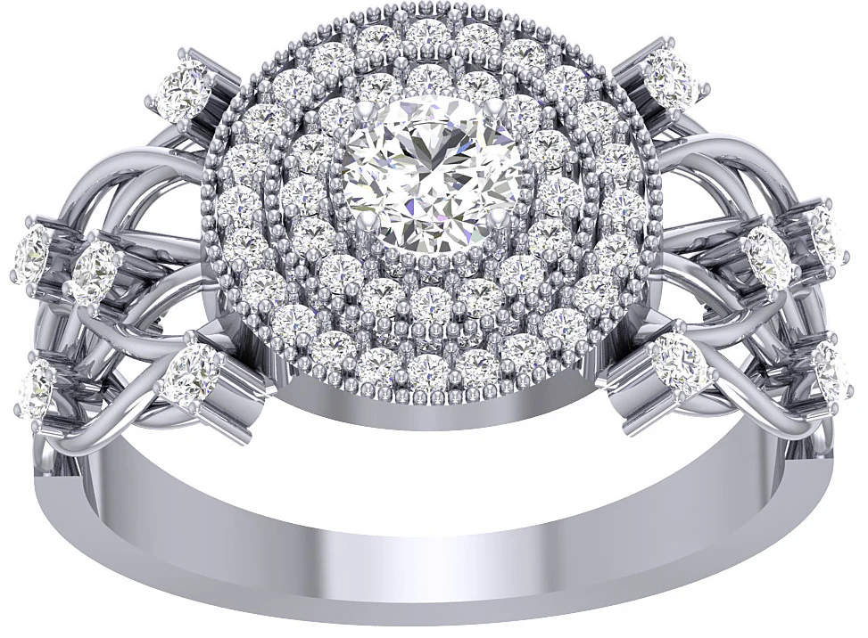 The Gregory Double Halo Solitaire Engagement Ring 14k Yellow Gold Round Cut Diamond - Image 4