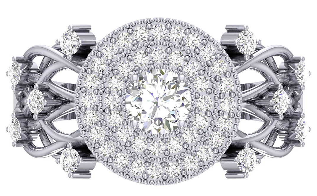 The Gregory Double Halo Solitaire Engagement Ring 14k Yellow Gold Round Cut Diamond - Image 8