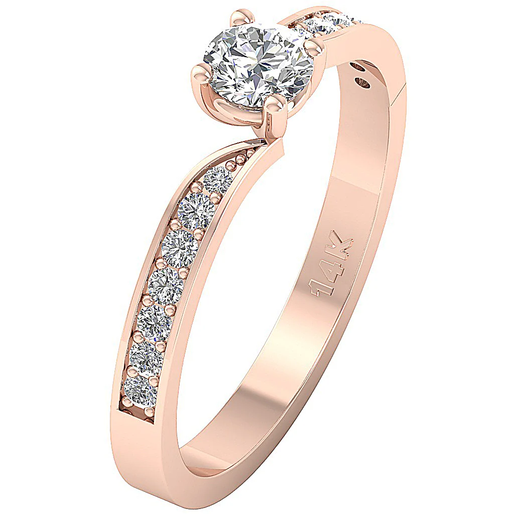 The Grey Round Diamond Solitaire Wedding Ring 14k Solid White Gold 2 MM - Image 2