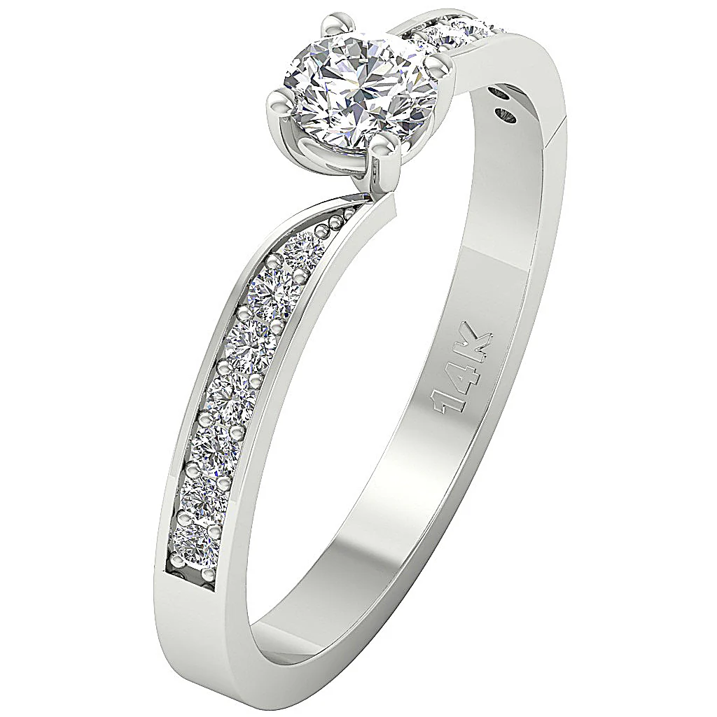 The Grey Round Diamond Solitaire Wedding Ring 14k Solid White Gold 2 MM - Image 3
