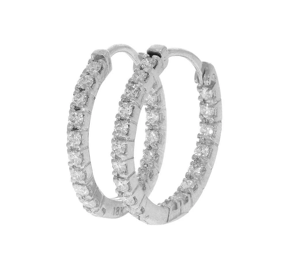 The Greyson Excellent Round Cut Diamond In Outside Hoops Earring 14K White Gold - Image 4