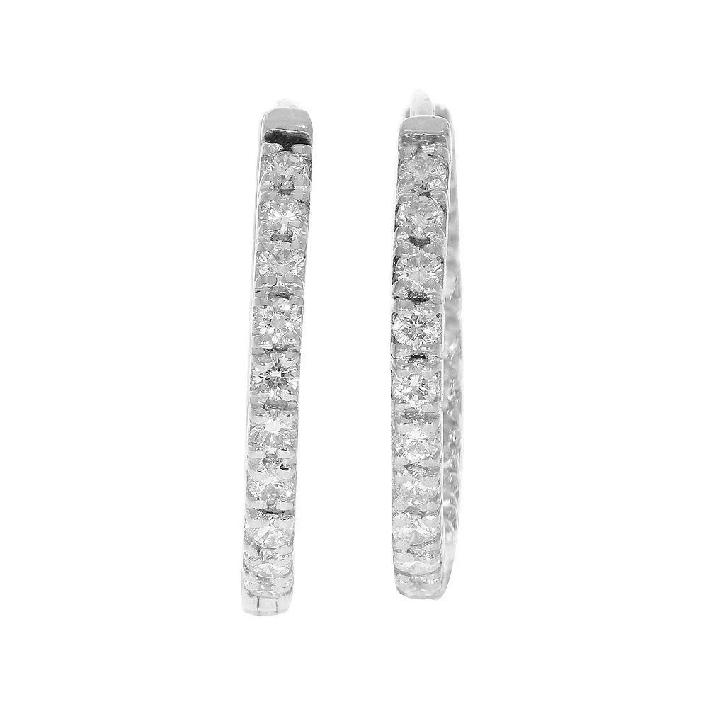 The Greyson Excellent Round Cut Diamond In Outside Hoops Earring 14K White Gold - Image 7