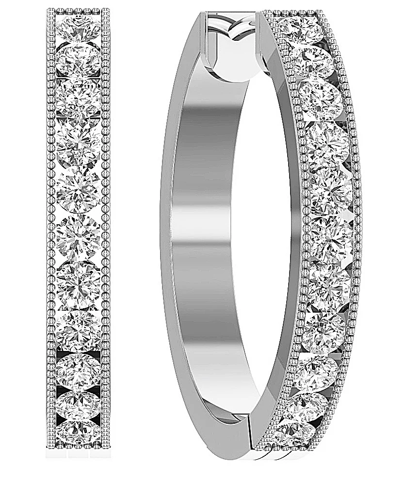 The Griffin For Women Hoop Earring Round Brilliant Cut Diamond 14K Solid Gold
