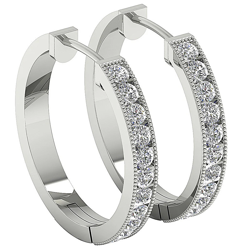 The Griffin For Women Hoop Earring Round Brilliant Cut Diamond 14K Solid Gold - Image 7