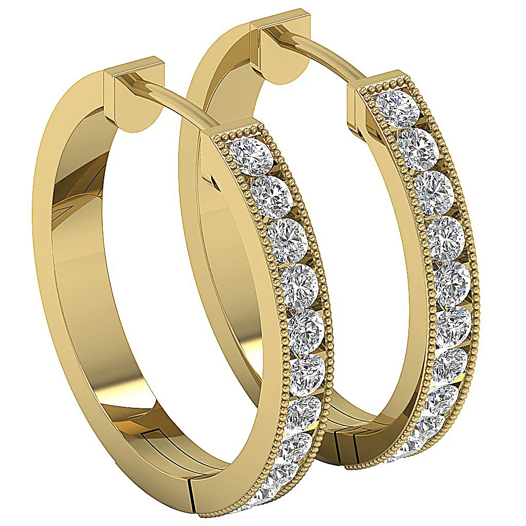 The Griffin For Women Hoop Earring Round Brilliant Cut Diamond 14K Solid Gold - Image 8