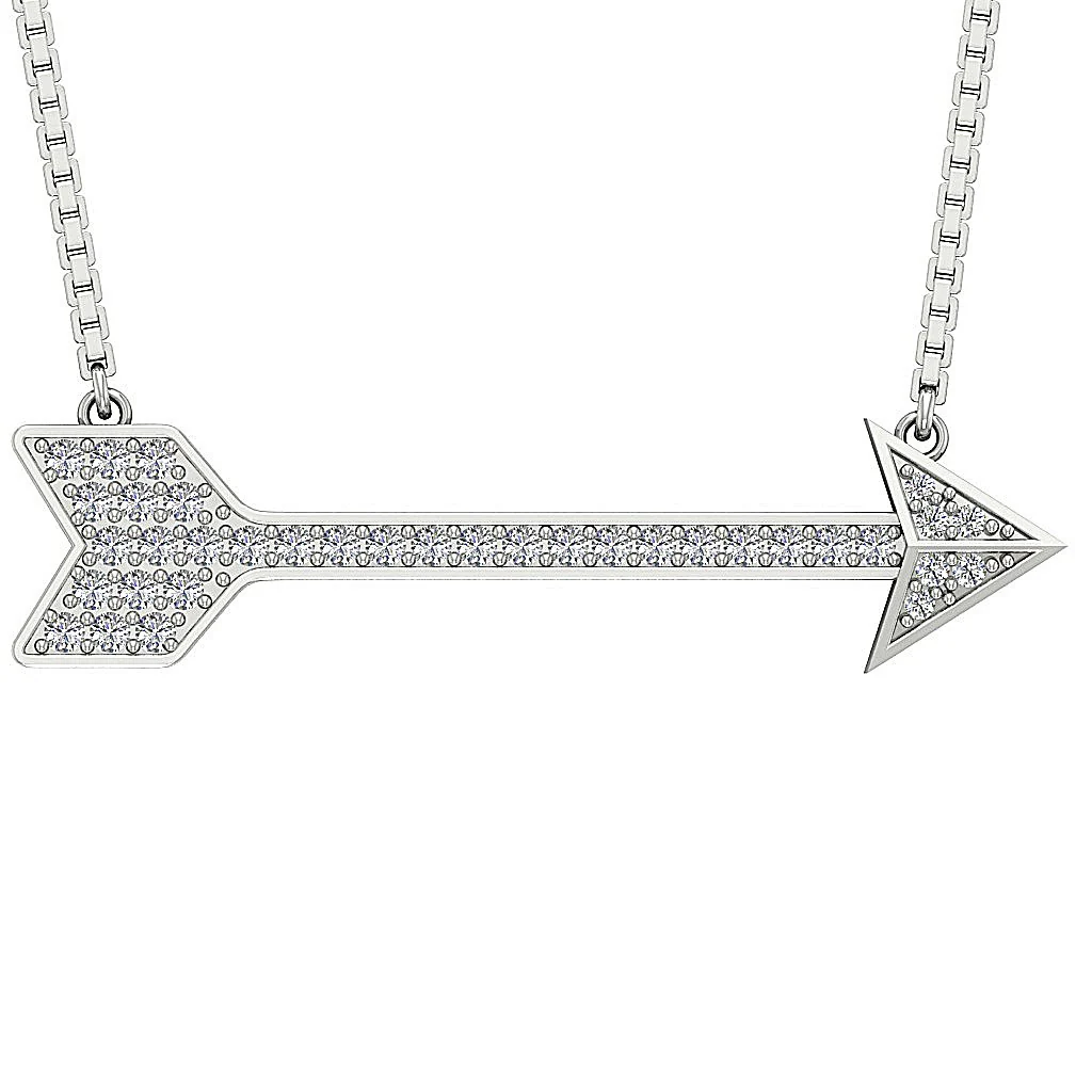 The Griffin Fashion Arrow Pendant Necklace Natural Diamond White Gold