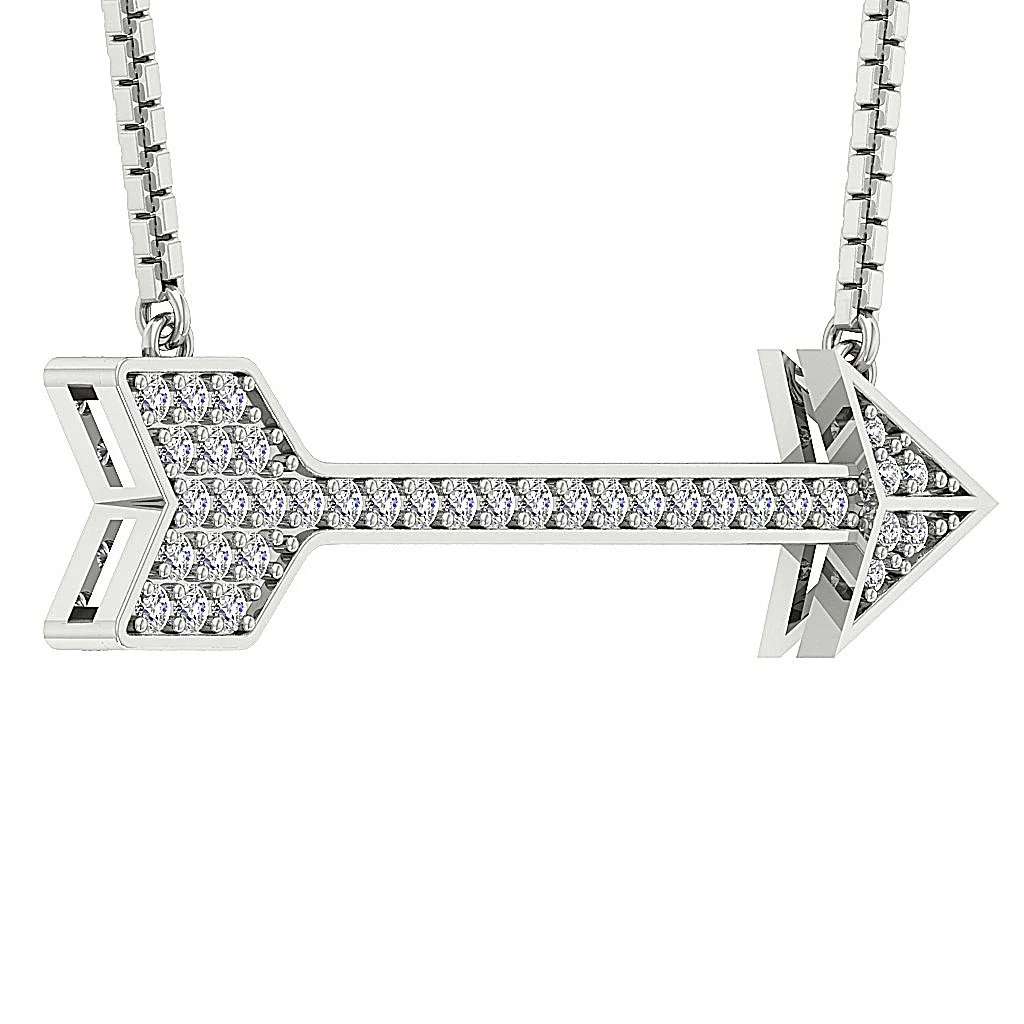 The Griffin Fashion Arrow Pendant Necklace Natural Diamond White Gold - Image 4