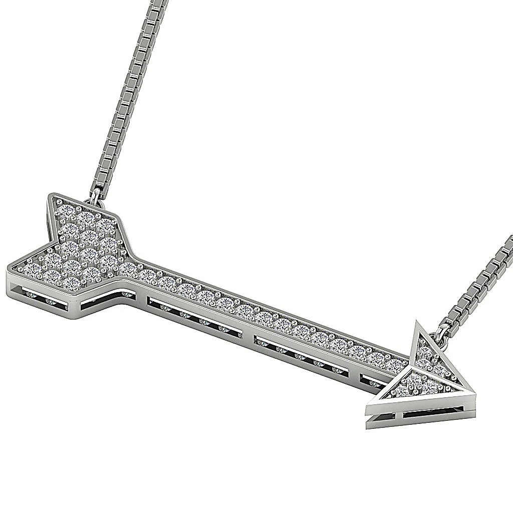 The Griffin Fashion Arrow Pendant Necklace Natural Diamond White Gold - Image 7