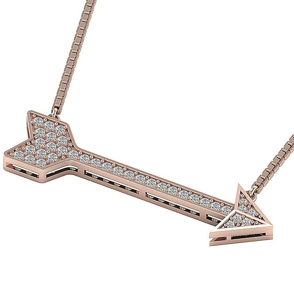 The Griffin Fashion Arrow Pendant Necklace Natural Diamond White Gold - Image 9
