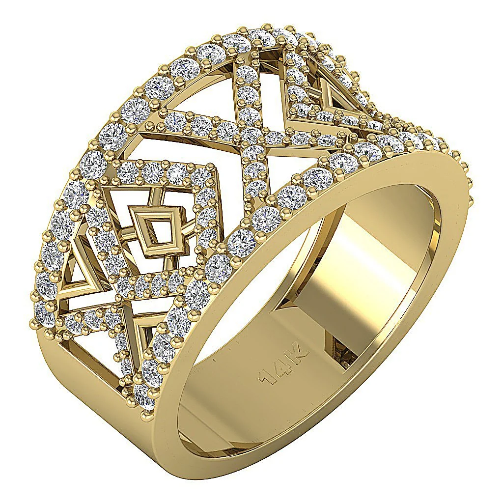 The Griffin Designer Wedding Anniversary Ring Prong Set Round Diamond Yellow Gold Band