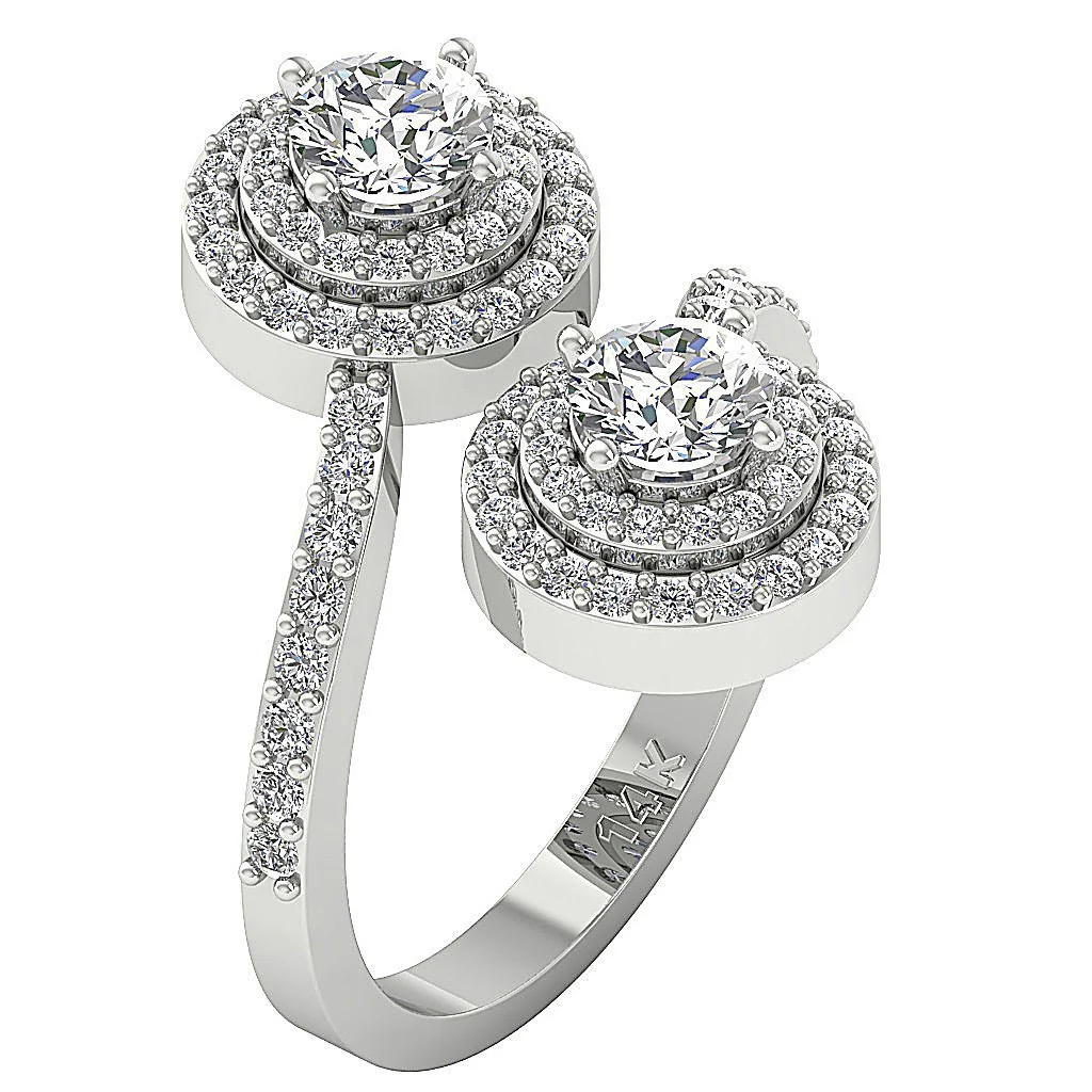 The Gunnar Double Halo Solitaire Diamond Forever Us Two Stone Engagement Ring For Her - Image 3