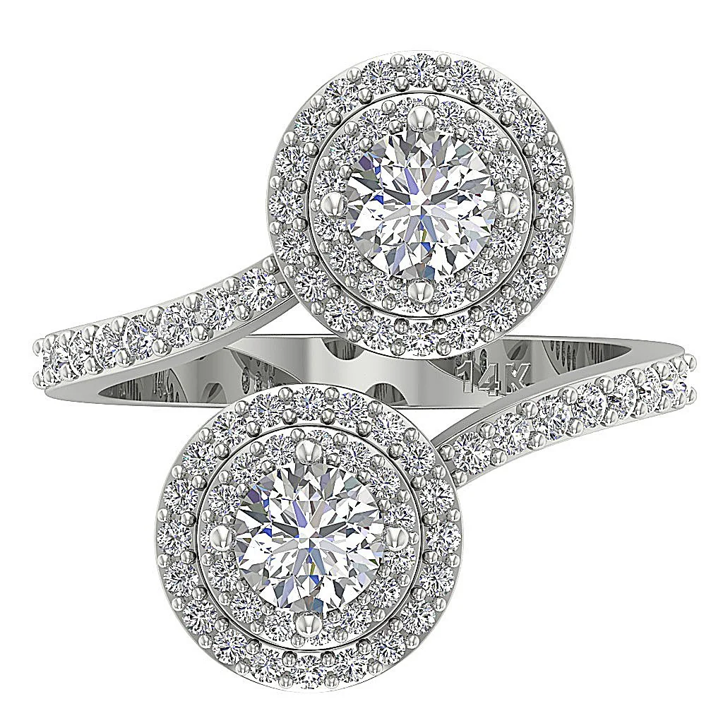 The Gunnar Double Halo Solitaire Diamond Forever Us Two Stone Engagement Ring For Her - Image 4