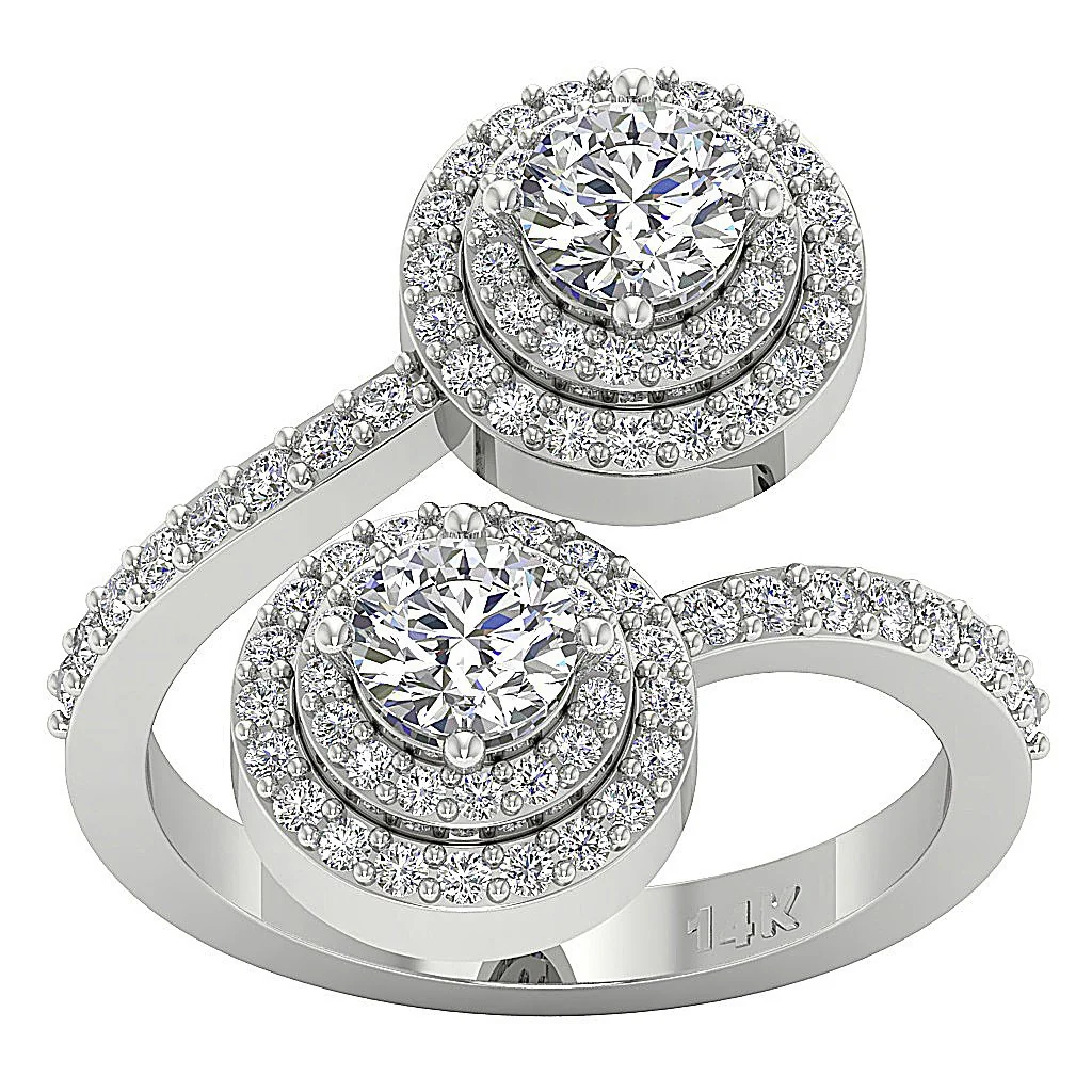 The Gunnar Double Halo Solitaire Diamond Forever Us Two Stone Engagement Ring For Her - Image 5