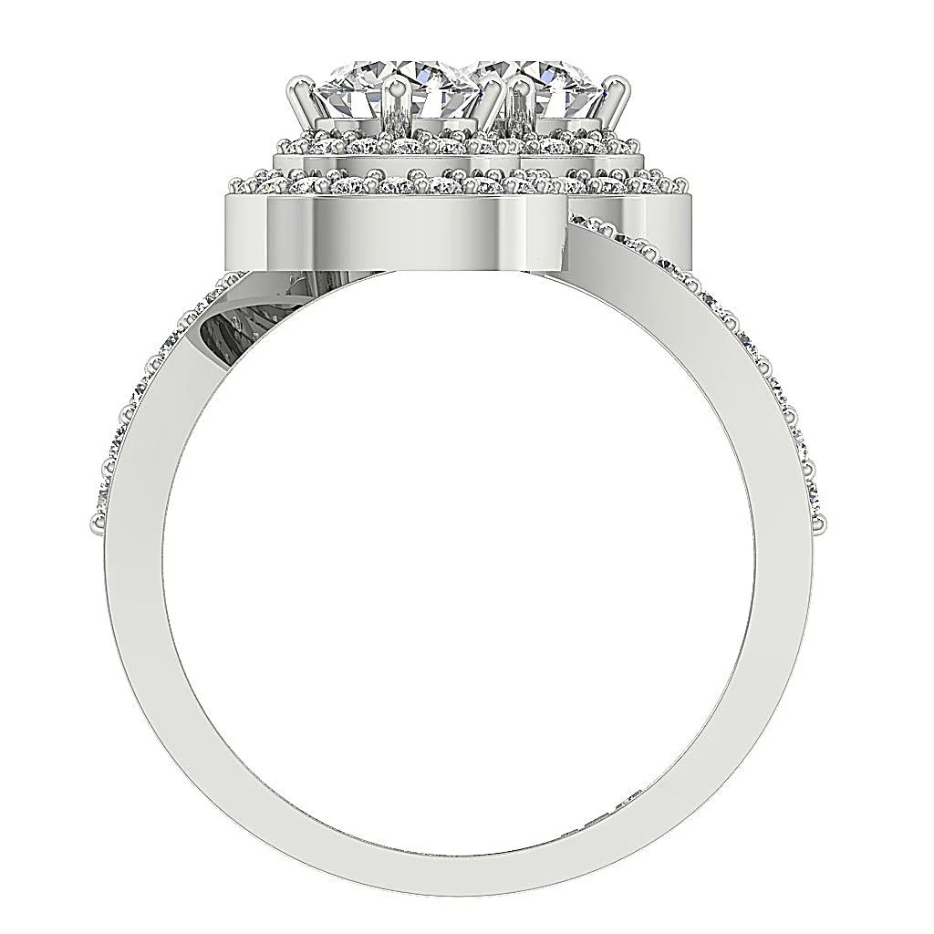 The Gunnar Double Halo Solitaire Diamond Forever Us Two Stone Engagement Ring For Her - Image 6