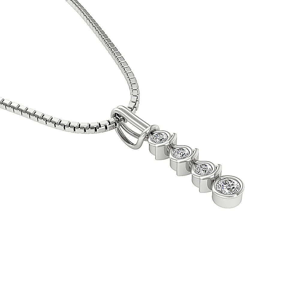 The Gunner Natural Diamond Designer Journey Pendant For Women 14K White Gold - Image 10