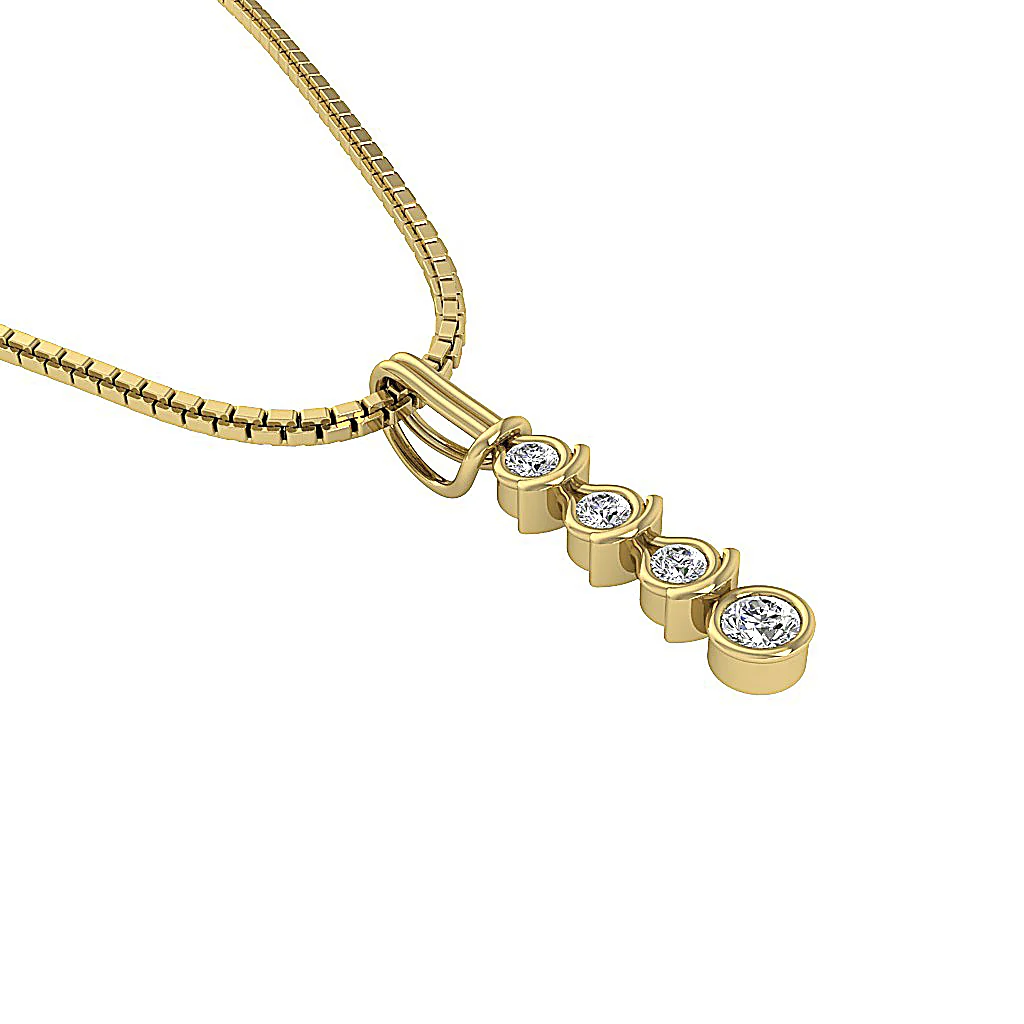The Gunner Natural Diamond Designer Journey Pendant For Women 14K White Gold - Image 11