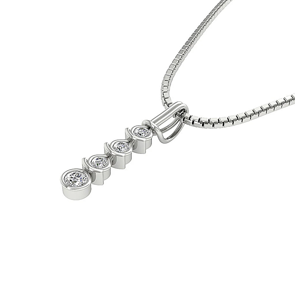 The Gunner Natural Diamond Designer Journey Pendant For Women 14K White Gold - Image 13