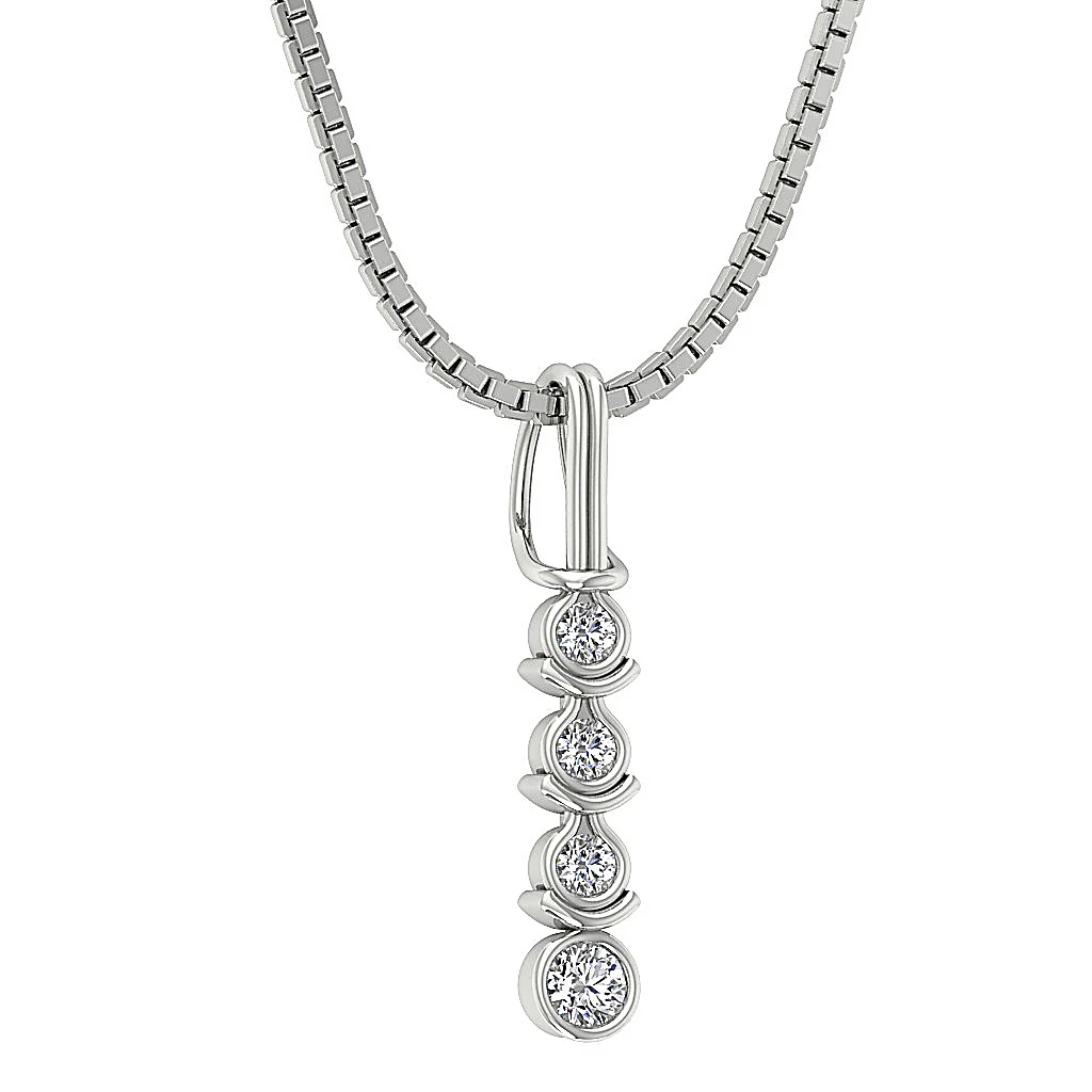 The Gunner Natural Diamond Designer Journey Pendant For Women 14K White Gold - Image 4