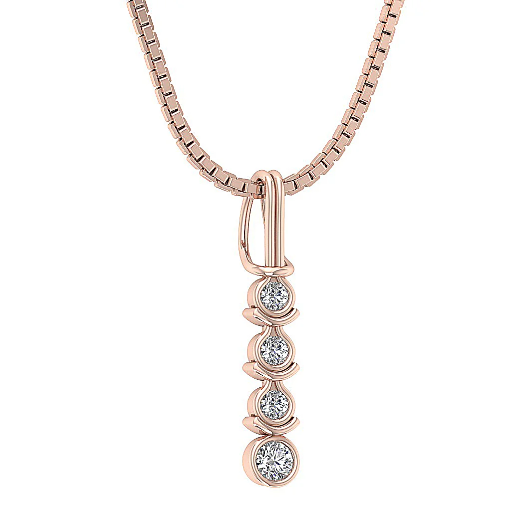 The Gunner Natural Diamond Designer Journey Pendant For Women 14K White Gold - Image 6
