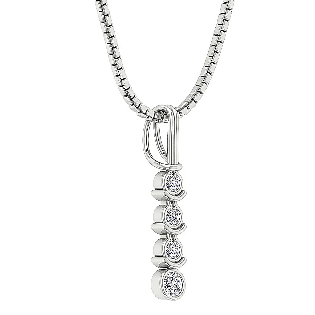 The Gunner Natural Diamond Designer Journey Pendant For Women 14K White Gold - Image 7