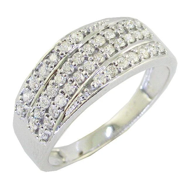 The Gustavo Four Row Right Hand Wedding Natural Diamond Ring White Gold 7.85 mm - Image 3