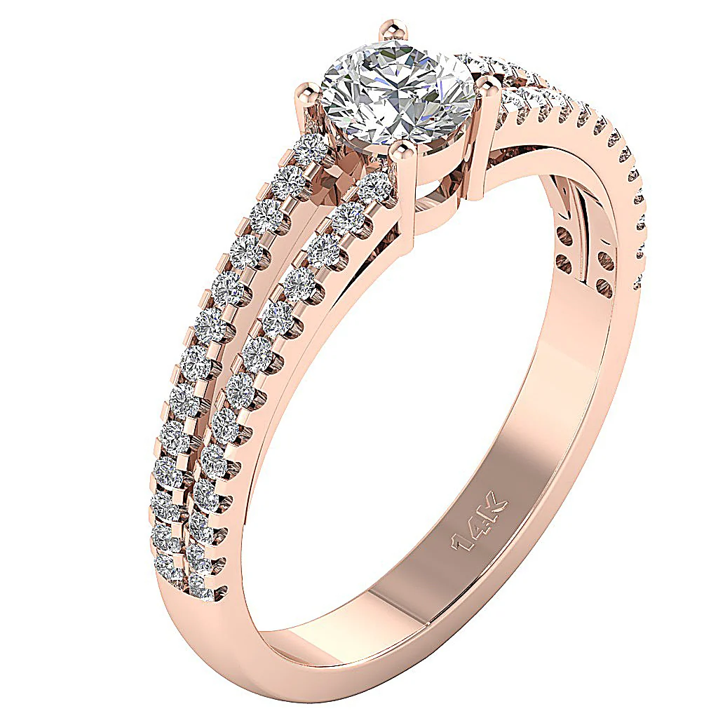 The Gwen Natural Diamond 14K White Gold Split Shank Solitaire Wedding Ring - Image 3
