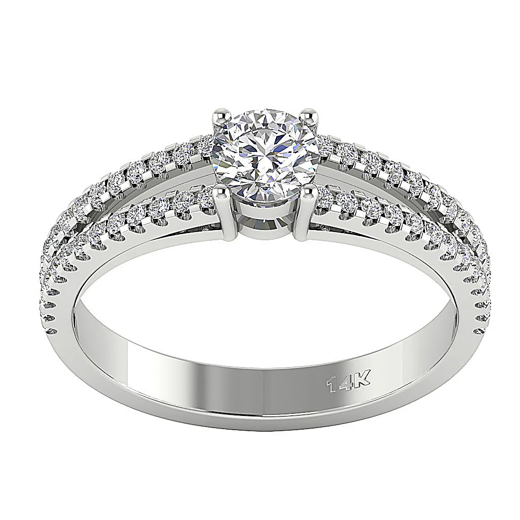 The Gwen Natural Diamond 14K White Gold Split Shank Solitaire Wedding Ring - Image 4